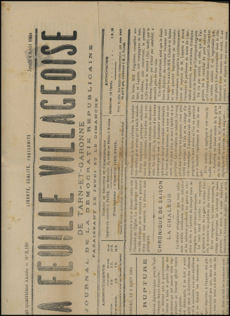 N°107 OBL typo sur journal entier "La Feuille villageoise" (4 aout 1904). TB