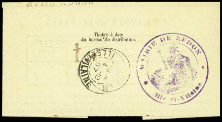 2 commandements recommandés des impôts AFF à 11c, AFF n°107 + 138 OBL Neuilly le Réal Allier (1911) et Redon (1907). TB