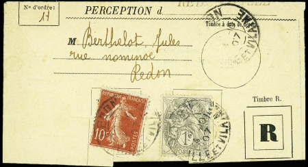 2 commandements recommandés des impôts AFF à 11c, AFF n°107 + 138 OBL Neuilly le Réal Allier (1911) et Redon (1907). TB