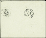 N°108 OBL Bordeaux (1909) sur porte-timbre rouge "Grands établissements de Brienne" sur lettre + n°108 sur 2 porte-timbres "Un Mignon Marseillan"