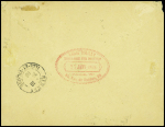 N°111, 2 pièces, OBL Paris 10 (1909) sur porte-timbre vert "Guerre à l'alcool" en paire sur lettre, TB