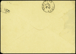 2 lettres : n°111 perforé "DB" (Debayser frères Paris) et n°111 + 103 perforés "OD" (Origet et Destreicher Paris)