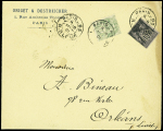 2 lettres : n°111 perforé "DB" (Debayser frères Paris) et n°111 + 103 perforés "OD" (Origet et Destreicher Paris)