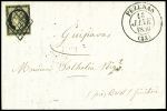 N°3 OBL grille + T13 Pézenas (1850) sur lettre, ind 16. TB
