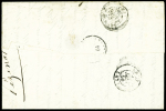 N°3 OBL grille + T13 Pézenas (1850) sur lettre, ind 16. TB