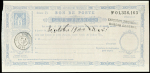 Bon de poste 5c Sage bleu. Un franc OBL CAD "Paris exposition Rapp" (20 oct 1900) (SAG F1). TB