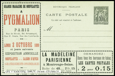 Carte postale 10c Sage TSC Pygmalion, ed. Lafaille série 14 (SAG G35G 35G4) neuve. TB