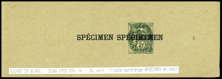 Bande 5c vert type blanc avec triple surcharge specimen (BLA E8a) date 530, TB
