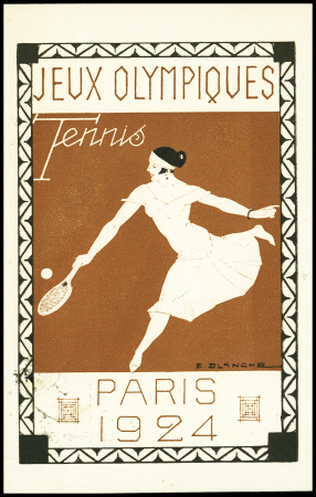 Carte postale 15c Pasteur vert TSC JO 1924 avec illustration Tennis (PAS B1H) OBL. TB
