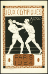 Carte postale 15c Pasteur vert TSC JO 1924 avec illustration Boxe OBL Nanterre (18.9.24) (PAS B1B). TB