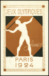 Carte postale 15c Pasteur vert TSC JO 1924 avec illustration Javelot (PAS BA d) OBL Nanterre (18.9.24). TB