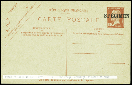 CPRP 60c + 60c Pasteur rouge surchargé spécimen (PAS F2) neuve. TB