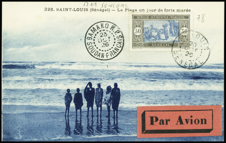 21/23.10.1926 Raid France Madagascar par Bernard et Bougault, étape Saint Louis Bamako (Muller n°11 Sénégal 15 plis existants). TB
