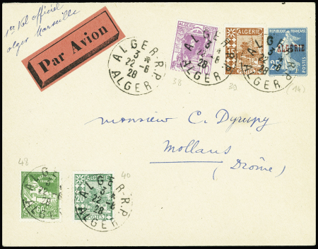 22.8.1928 Alger - Marseille par Leclaire (CGA) (Muller n°15 Algérie). TB