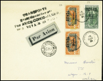 15.12.1934 Fort Archambault - Alger par Dagnaux. Lettre AFF Oubangui n°37 en paire + 39 avec griffe noire