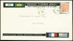 14.1.1925 Ligne Mermoz voyage de reconnaissance Rio-Montevideo par mission Roig. Env. spéciale Latécoère AFF Brésil n°174 (Muller n°5 - Brésil). TB