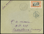 12.5.1923 Dakar - Casablanca, voyage retour de la mission Roig, lettre AFF Sénégal n°76 avec petit cachet bleu avec déesse assise de la mairie de Dakar