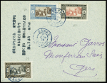 6.6.1925 Dakar - Toulouse. Lettre AFF Sénégal n°59 + 72 + 86 avec griffe bleue "par avion ouverture ligne Latécoère Dakar Toulouse"
