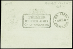 18.7.1929 1er vol retour Santiago - Buenos Aires par Mermoz et Guillaumet AFF Chili n°112 + 116 + PA13 + PA14 + PA17 OBL Valparaiso et au verso cachet rect noir