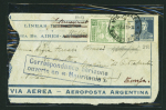 Devant de lettre avec recto partiel AFF Argentine n°283 + PA13 OBL CAD "Via AEREA Buenos Aires" (2.8.29) pour l'Italie avec cachet rect bleu