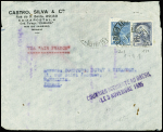 3.11.1935 Lettre Brésil - France, accident à Aracaju du Laté 28 de Depecker avec griffe violette "Courrier accidenté au Brésil le 3 novembre 1935"