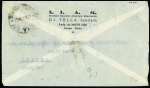 Argentine n°372 + 378 + 386 sur lettre d'Argentine pour la Belgique avec griffe noire "Courrier sinistré reconstitué par les soins du bureau de Casablanca"