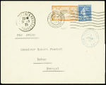 31.5.1925 Toulouse - Casablanca - Port Etienne - Dakar, lettre  AFF n°140 + 145 avec CAD d'escale bleu "Port Etienne Mauritanie" (2 juin 25)
