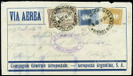 10 mai 1930 Argentine n°277 + 283 + PA14 sur lettre pour la Belgique avec au verso grande griffe violette