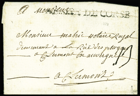 lettre avec MP "Armée de Corse" avec taxe manuscrite 13. TB