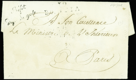 4MP : 19 Bastia (an 6) - "P 19 P Bastia" (1828) - 19 Bastia (1810) - 19 Bastia + franchise au tampon "Prefet dept du Golo" - (1806). TB