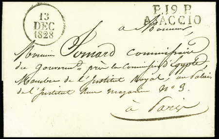 2 lettres : "P 19 P Ajaccio" (1818 - rouge - 1828 - noir), ind 13 et ind 14. TB