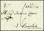 3 lettres avec MP "90 Ajaccio" (1803 - 1806) an 10 dont 2 avec franchises manuscrites