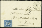 N°22 OBL GC 4168 + T15 Vescovato (1865) sur lettre, ind 13. TB