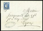 2 lettres AFF respectivement n°29 et n°46 OBL GC 2240 + CAD "Ajaccio BAT a VAP" (1869 et 1871) (Salles n°434 - ind 14)