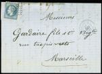 2 lettres AFF respectivement n°29 et n°46 OBL GC 2240 + CAD "Ajaccio BAT a VAP" (1869 et 1871) (Salles n°434 - ind 14)