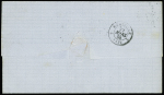 3 lettres : n°22 OBL GC 2240 + T15 "Bastia BAT a VAP" (1868), n°14 OBL PC 1896 + T15 "Bastia BAT a VAP " (1856) et n°29 en paire OBL GC 2240 + T15