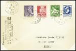 N°548 + 639 en mixte avec Algérie n°48 + 180 OBL CAD "Ajaccio Corse" (26.3.44) sur lettre avec griffe