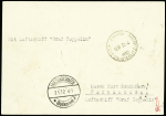 Zeppelin. N°181 en paire + 199 + 243 + 260 OBL Paris 25 R. Danton" (30.4.32) sur carte postale pour Pernambouc avec cachet rouge illustré