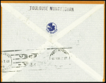 N°261 OBL CAD "Toulouse gare avion" (19.7.36) sur lettre pour Buenos Aires avec CAD "Toulouse gare avion" + simili Daguin
