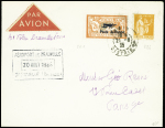 PA1 (cote 250€) + 286 OBL "Paris DISTRIBon" (1935) sur lettre par Air Bleu Deauville - Paris avec cachet rect noir "aéroport de Deauville 20 aout 1935"
