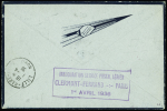 PA n°12 OBL CAD "Clermont Ferrand RP avion" (1.4.36) sur env. Air Bleu pour Lille via Paris. TB