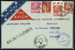 2 env. Air Bleu : n°191 + 285 + 243, 2 pièces OBL CAD "Angoulême gare avion" (14.1.36) sur lettre avec griffe "avion non parti" et mention dactyl rouge