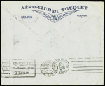 PA n°7 OBL CAD "Le Touquet aéroport" (4.7.36) sur env. Air Bleu illustrée, avec signature de Blériot. TB