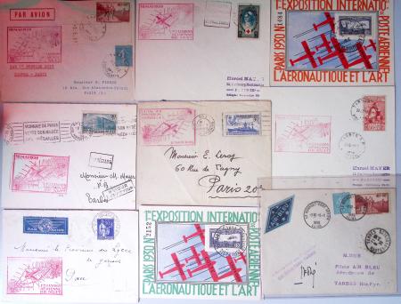 Collection de 77 plis du 2ème Air Bleu + divers dont plusieurs signatures de pîlotes dont Libert, Dhé, Vanier, Darque. Est jointe la brochure de G.Pierre et Marcel Mayer