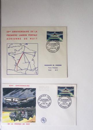 Collection de 77 plis du 2ème Air Bleu + divers dont plusieurs signatures de pîlotes dont Libert, Dhé, Vanier, Darque. Est jointe la brochure de G.Pierre et Marcel Mayer