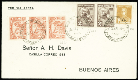 Ligne de Patagonie 31 oct 1929 Comodoro Rivadavia Buenos Aires par Saint Exupery (Muller n°61 Argentine 70 plis existants). TB
