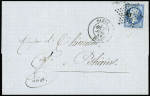 2 lettres : n°20 OBL étoile 6 + CAD "Paris Sénat" (1870) sur devant de lettre avec taxe 15 manuscrite + griffe noire "AFFR. INSUFF. R7" sur devant de lettre