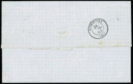 2 lettres : n°20 OBL étoile 6 + CAD "Paris Sénat" (1870) sur devant de lettre avec taxe 15 manuscrite + griffe noire "AFFR. INSUFF. R7" sur devant de lettre