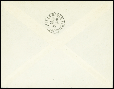 2 env. entiers postaux recommandées 4F50 Ilot de St Nazaire taxe perçue" brun-rouge OBL Batz-s-Mer (28.2.45 - 1er jour) et Guérande (19.3.45). TB. Cote Mayer