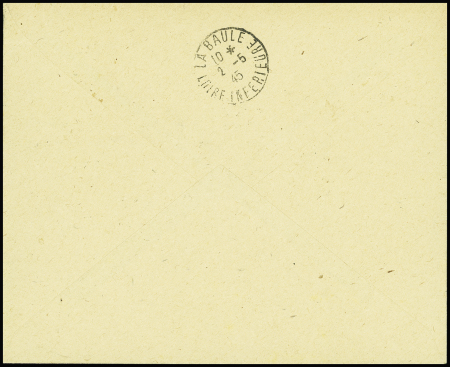 Guerre n°9, 2F brun-lilas sur vert-pâle + n°518 en paire OBL horoplan Batz s/ Mer (1.5.45) sur lettre recommandée. TB